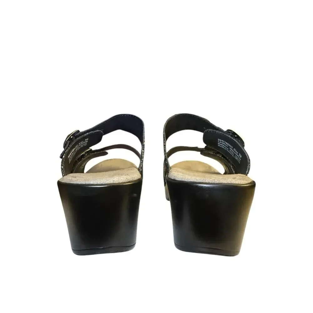 Dansko Sophie Sandals Black Two Strap Buckle Slide Clog 38 Dark Gray Speckle